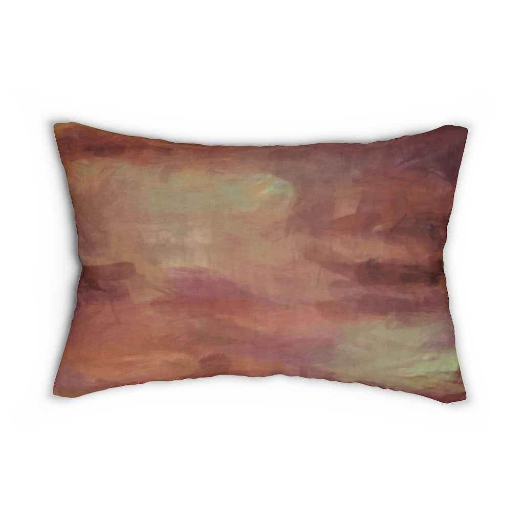 Abstract Boho Lumbar Pillow | Copper Green