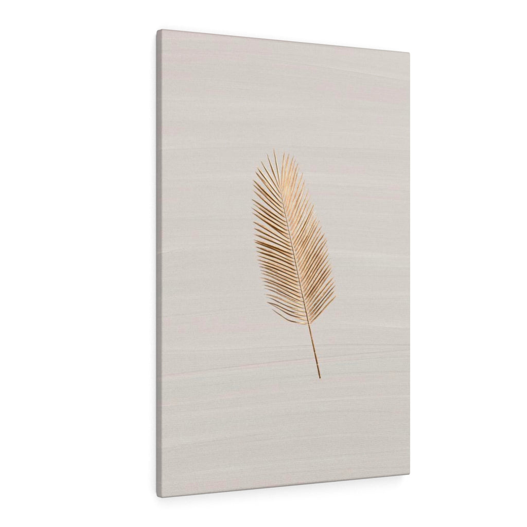 Modern Wall Canvas Art | Beige Gold Feather