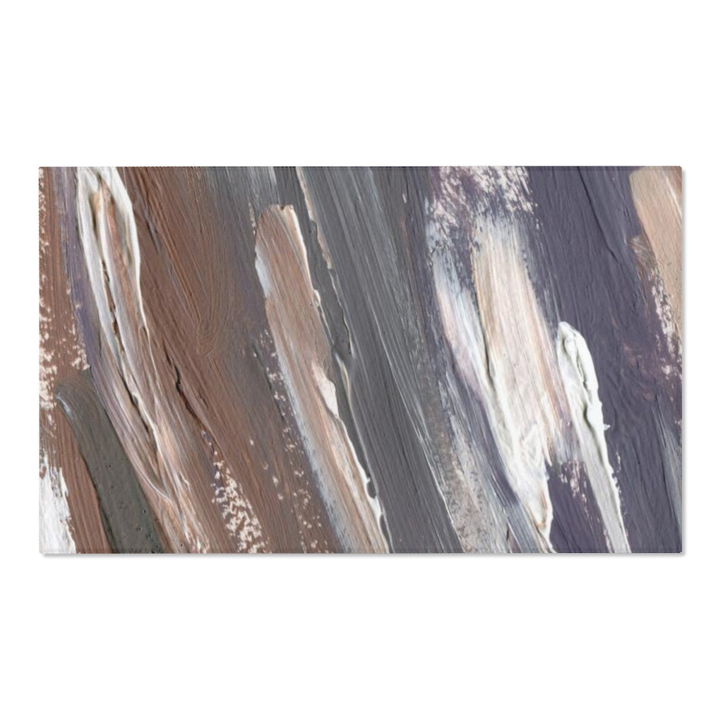 Abstract Area Rug | Gray White Brown Acrylic Paint