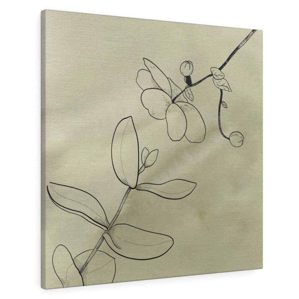 FLORAL WALL CANVAS ART | Green Line Art Flowers