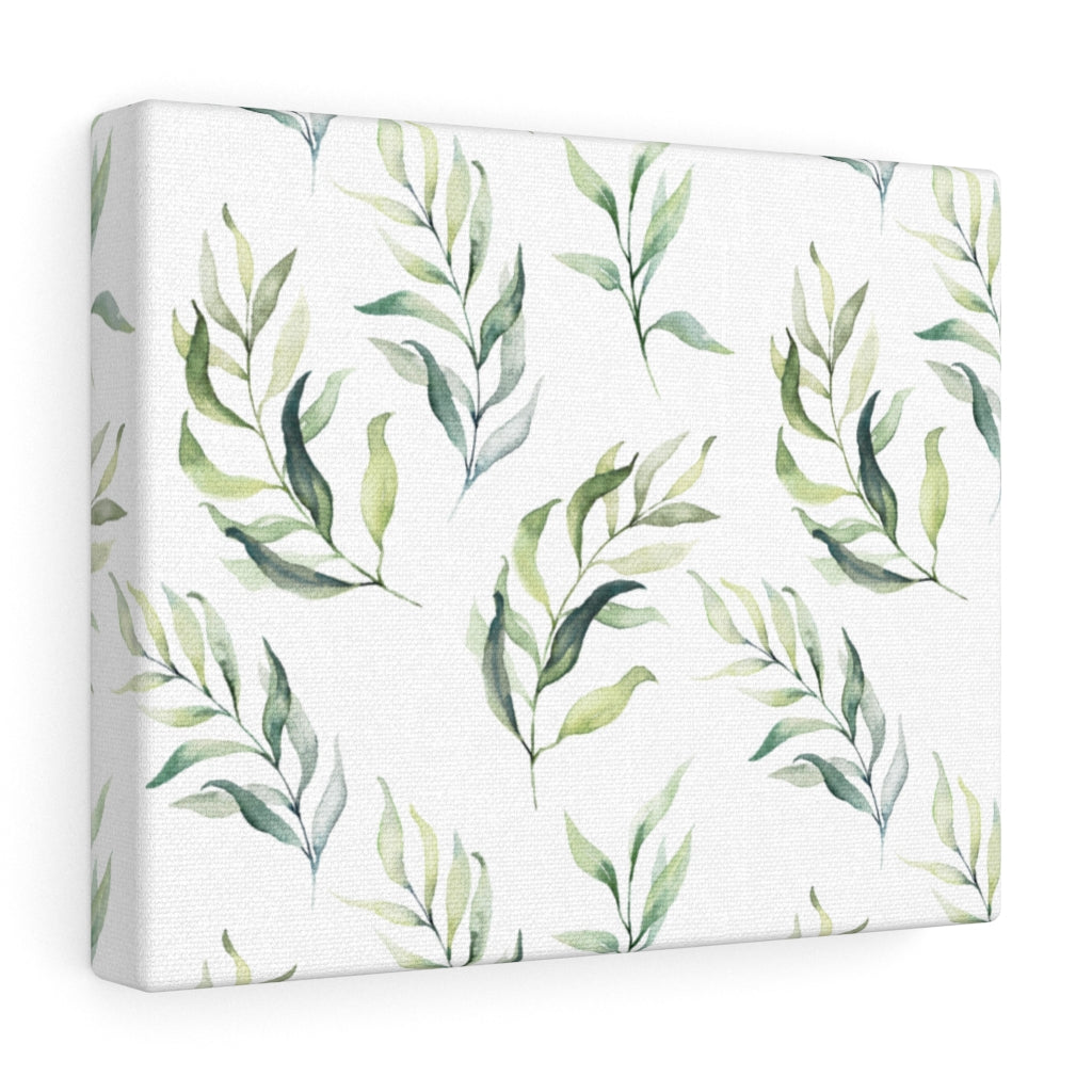 FLORAL CANVAS ART | Green White Leaves