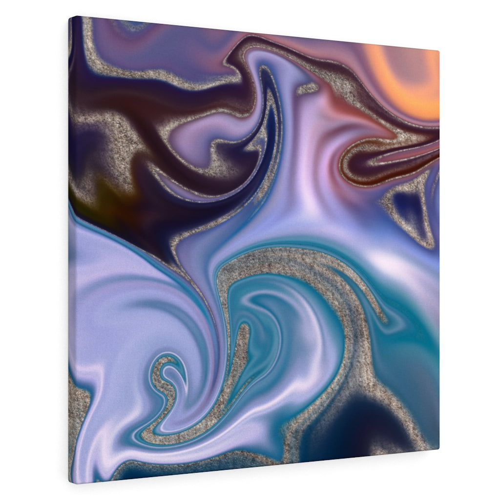 ABSTRACT WALL CANVAS ART | Purple Blue Silver