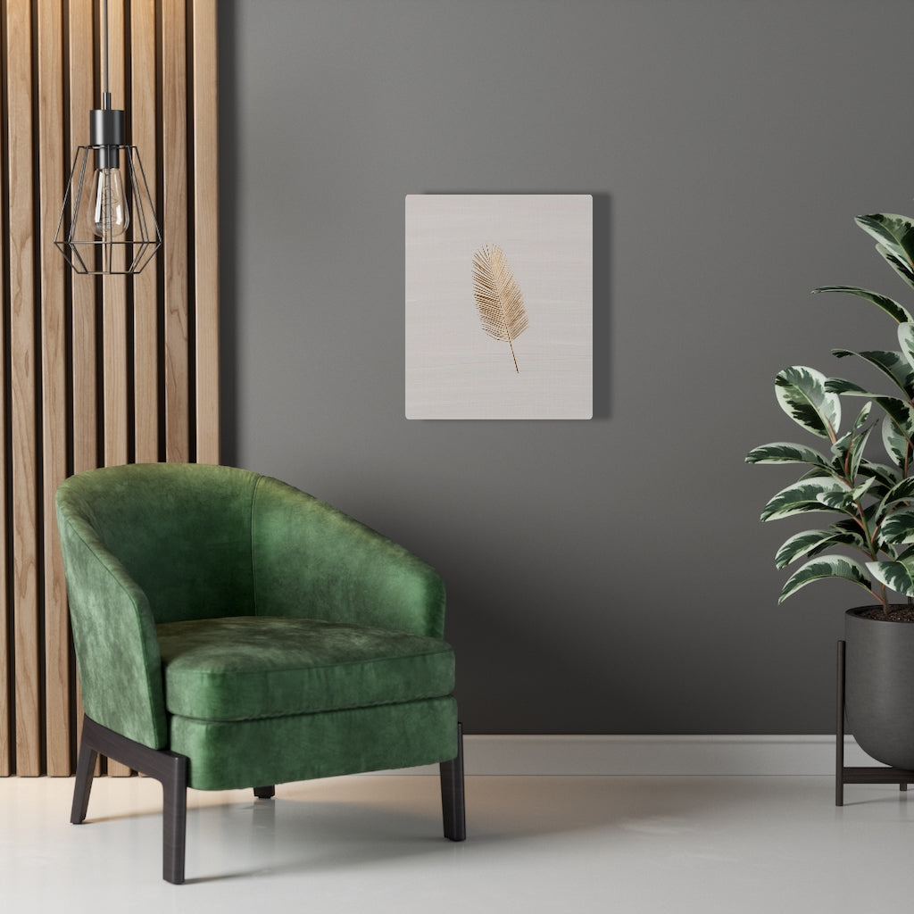 Modern Wall Canvas Art | Beige Gold Feather