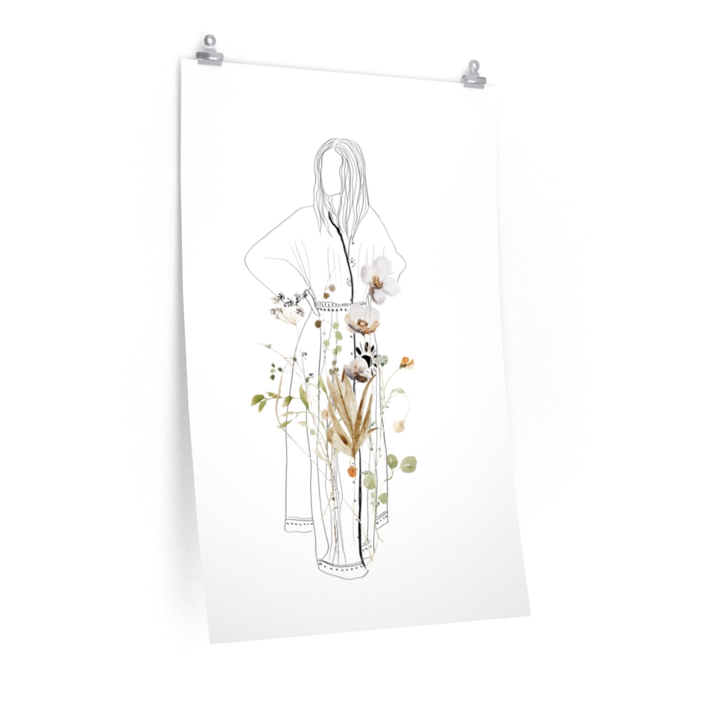 Woman | Wild Floral Art Print | one line art poster
