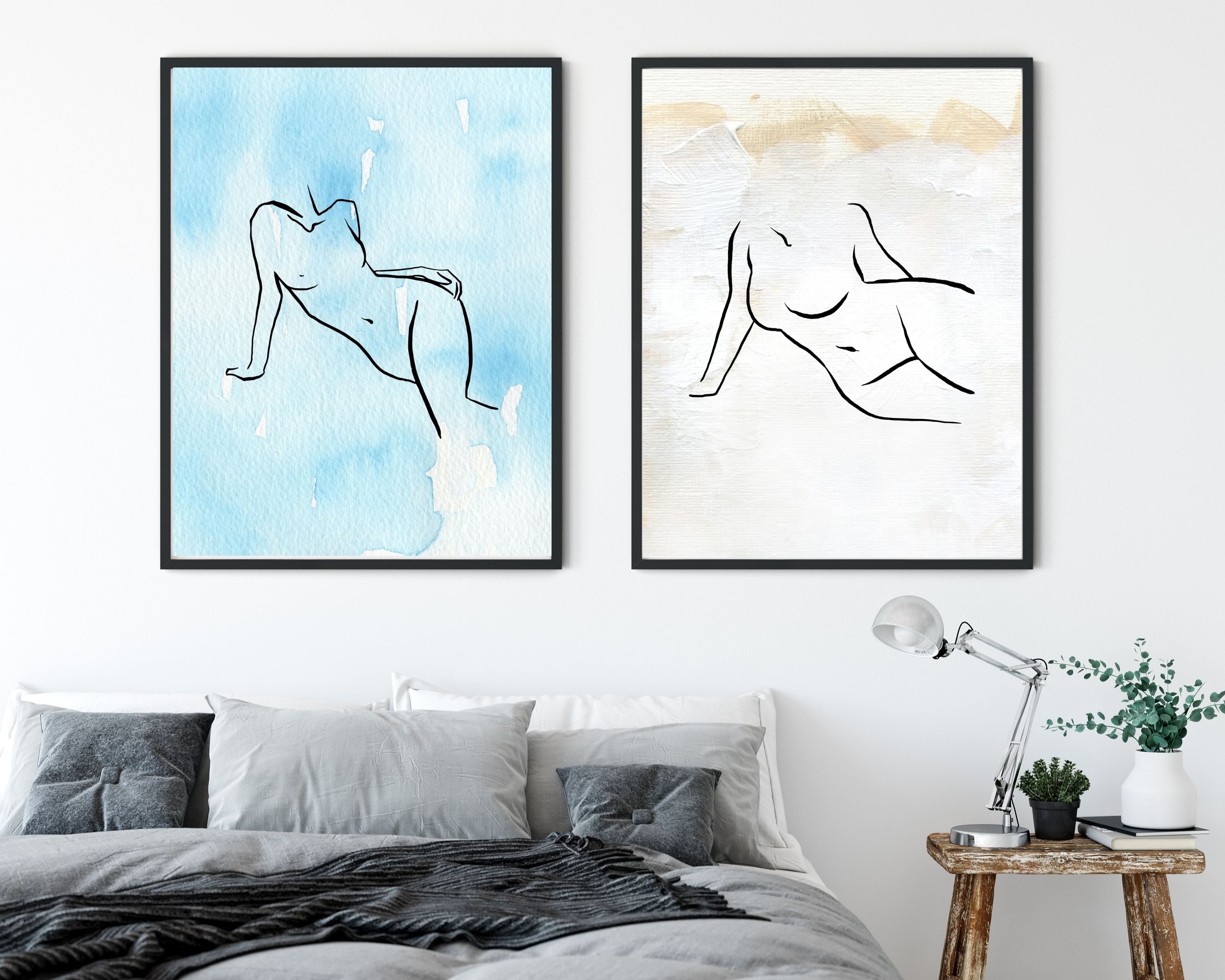 Abstract Terracotta Art Prints | White Sky Blue
