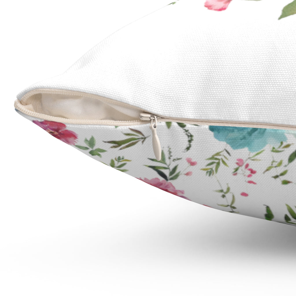 Floral Boho Pillow Cover | White Teal Pink Grey Green