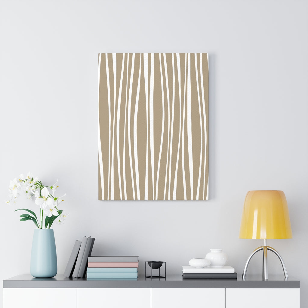 Abstract Canvas Art | Brown White Lines