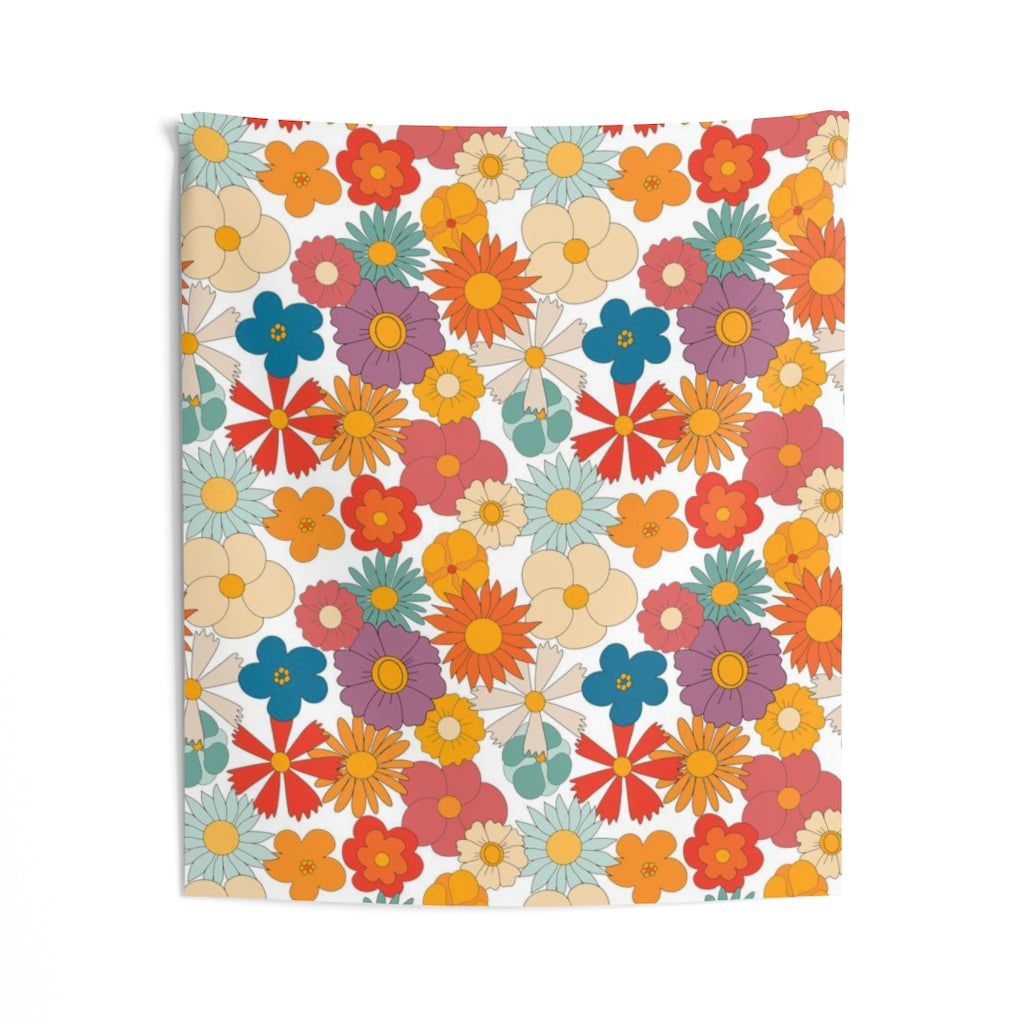 Floral Tapestry | Orange Red Green Beige