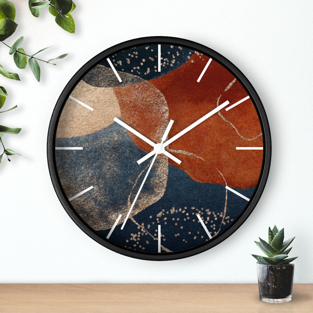 Wood, Wall Clock, Navy Rust 10"