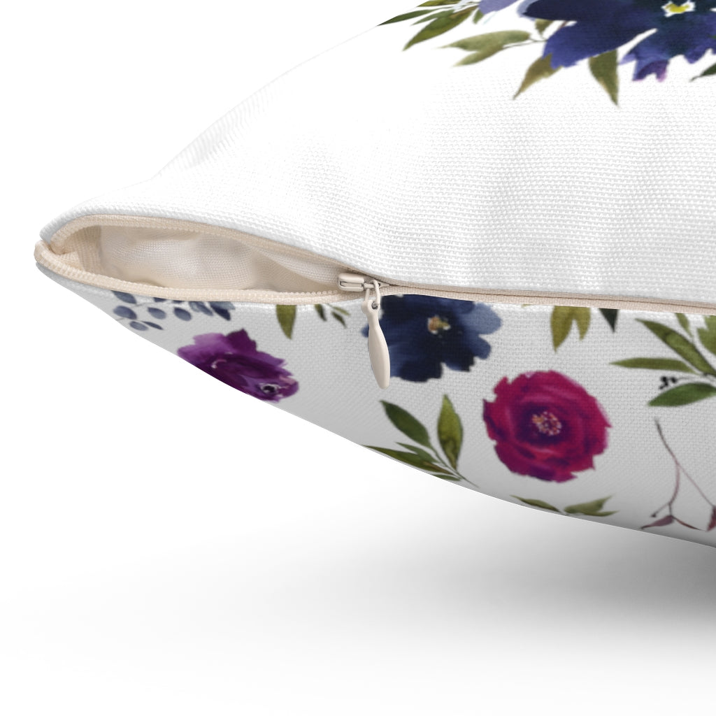 Floral Boho Pillow Cover | White Purple Navy Blue Wine Red Green