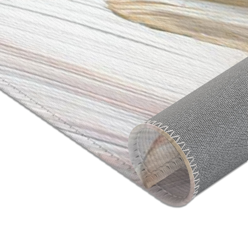 Abstract Area Rug | Purple Green Beige Acrylic