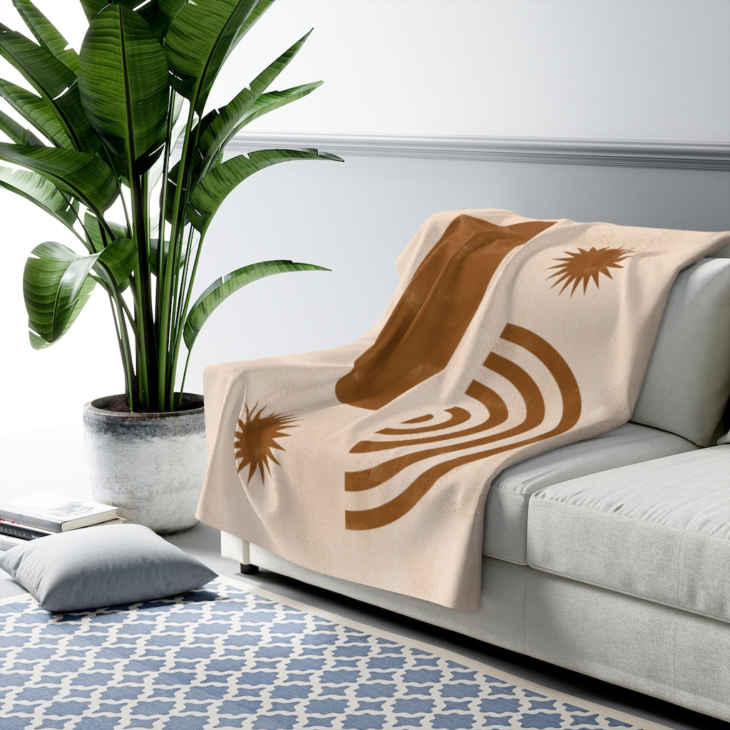 Mystical, Geometric Shapes, Brown Beige Blanket