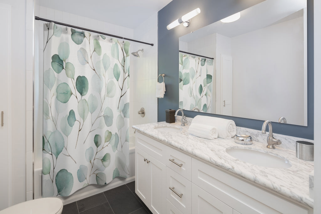 Botanical Shower Curtain | Green White