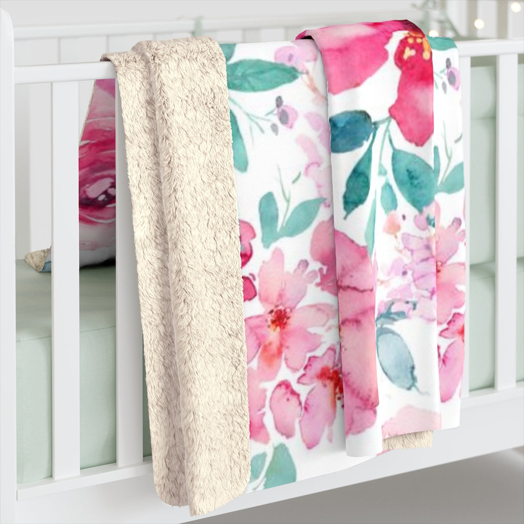 Floral Comfy Blanket | Teal Pink Peonies