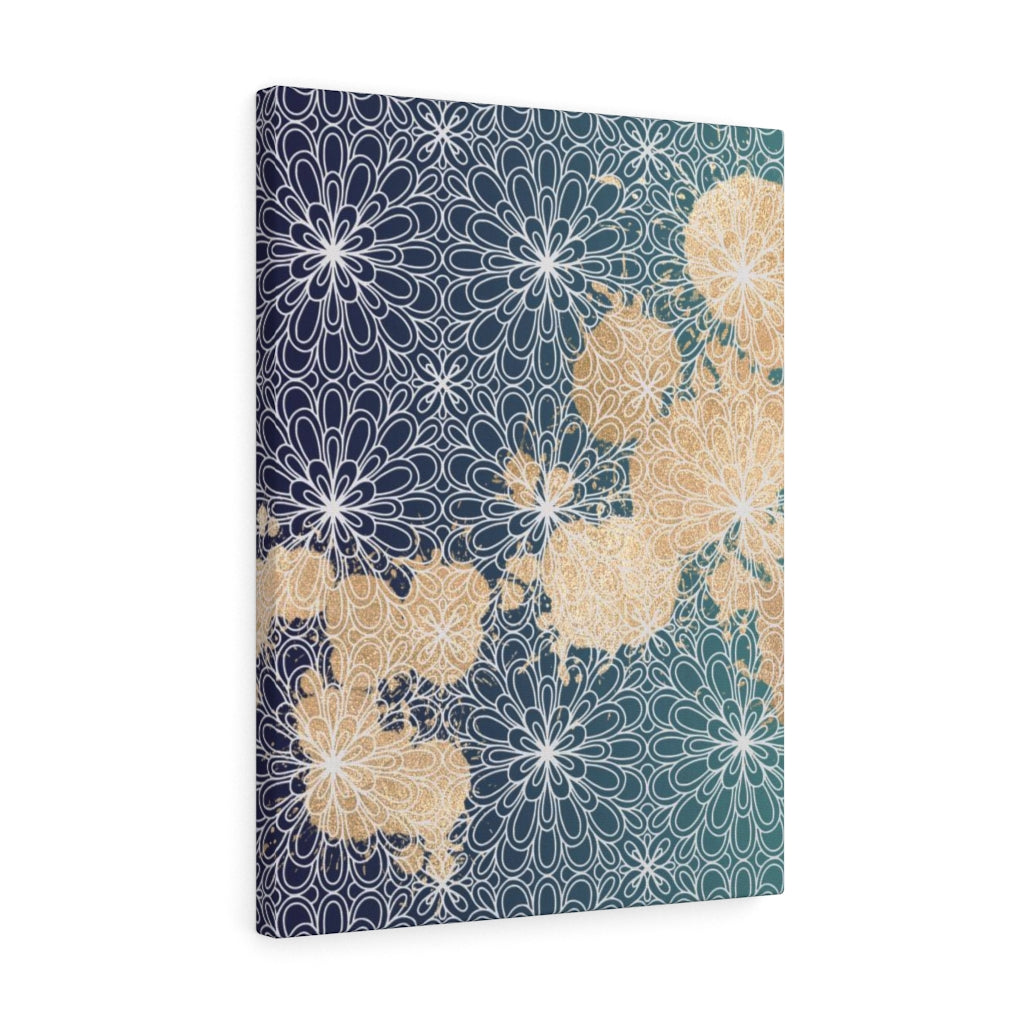 FLORAL CANVAS ART | Teal Navy Beige