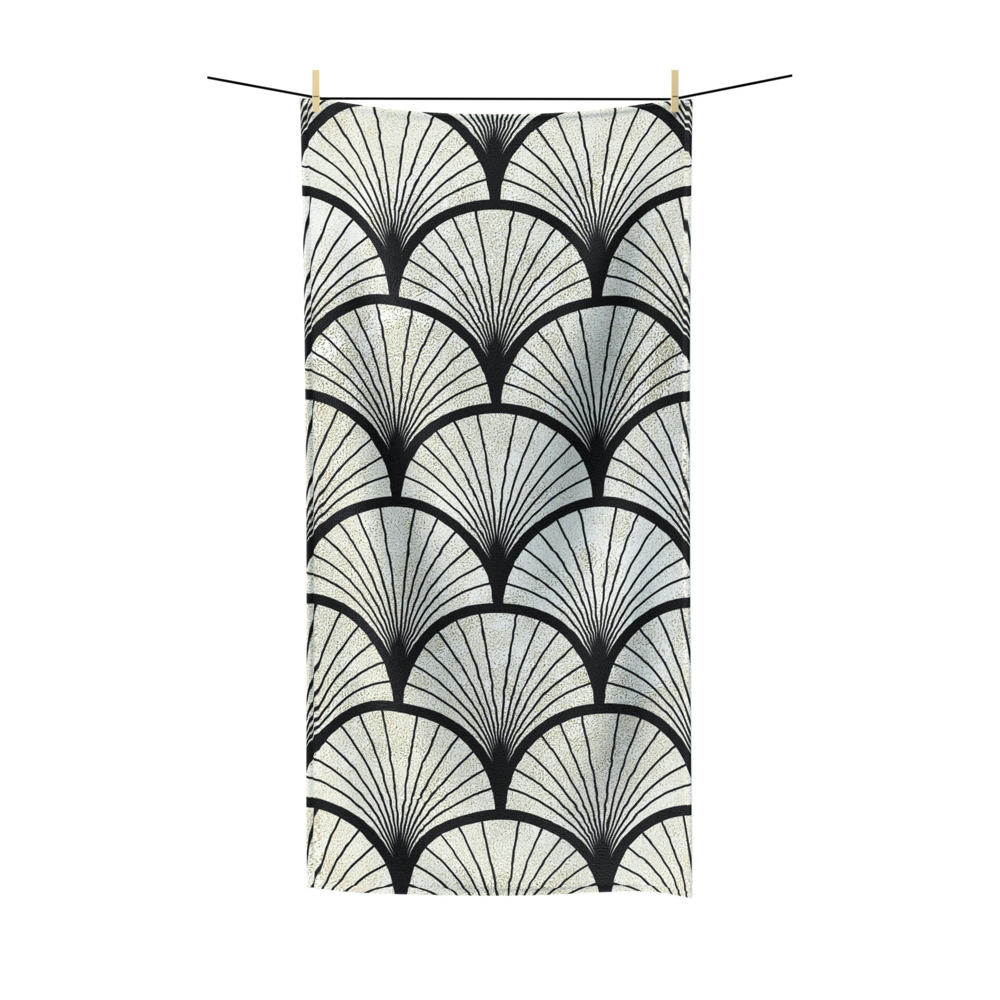 Black Art Deco Bath Towel