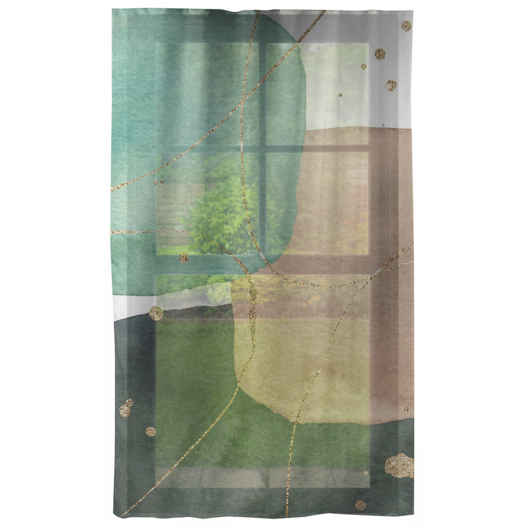 Abstract Window Curtains | Mint Forest Green