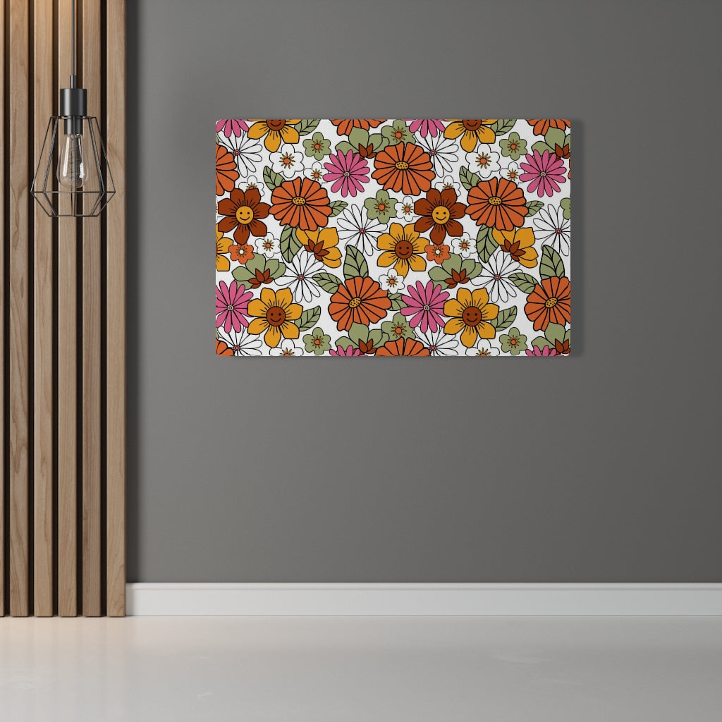 FLORAL WALL CANVAS ART | Orange Pink Yellow White