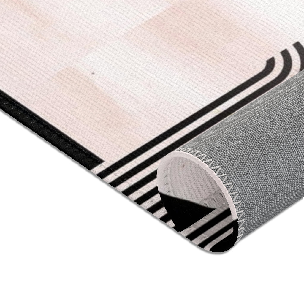 Geometric Area Rug | Black Blush Pink Shapes