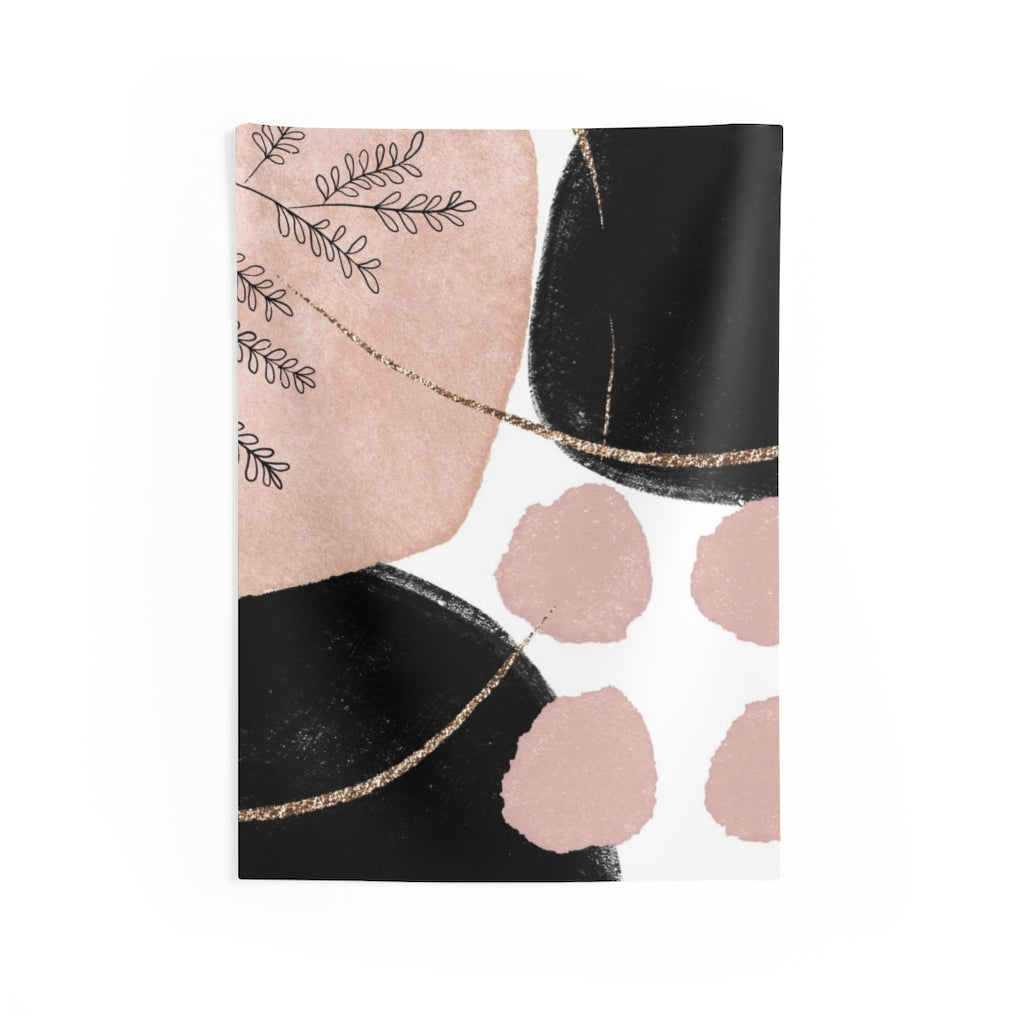 Floral Tapestry | Pastel Pink Black White Gold