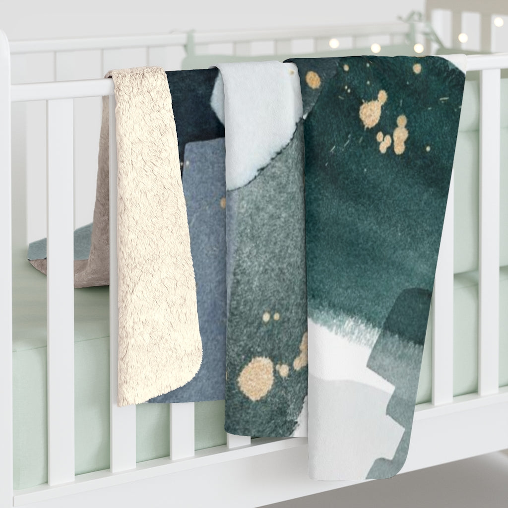 Abstract Comfy Blanket | Forest Green White Gold