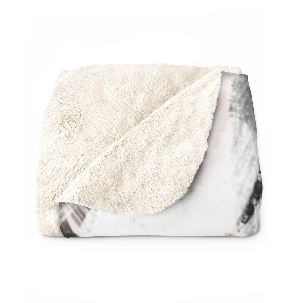 Cozy Comfy Abstract Blankets, Black Blush Pink, Brush Strokes