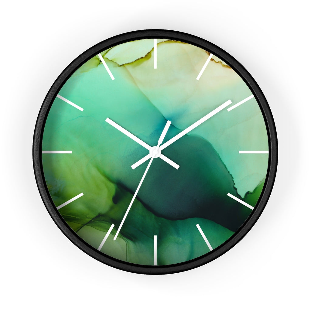 Wood Wall Clock, Green Ombre 10"
