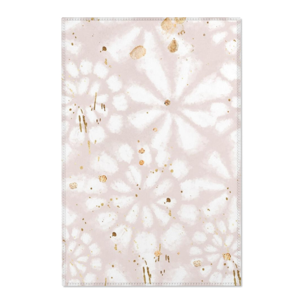 Boho Area Rug | Blush Pink White Gold