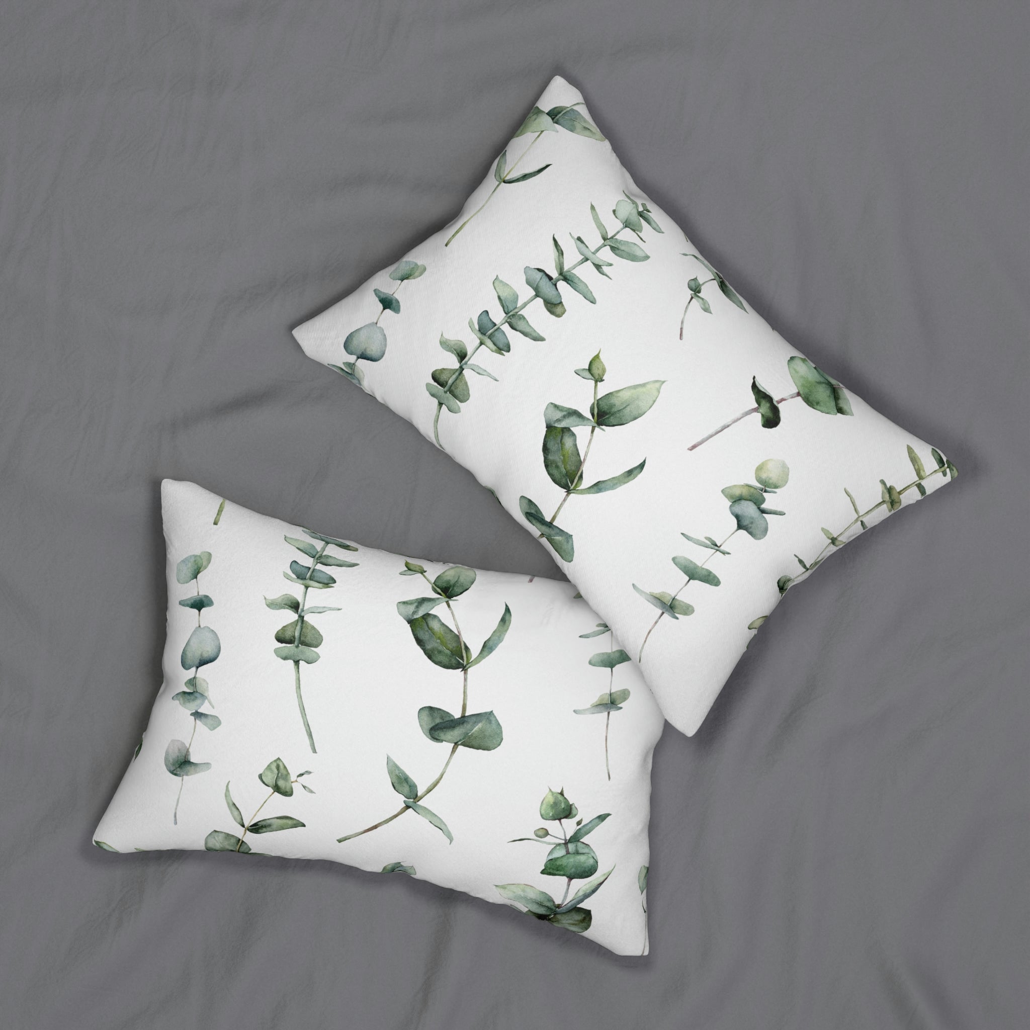 Eucalyptus Floral Lumbar Pillow | Sage Green White