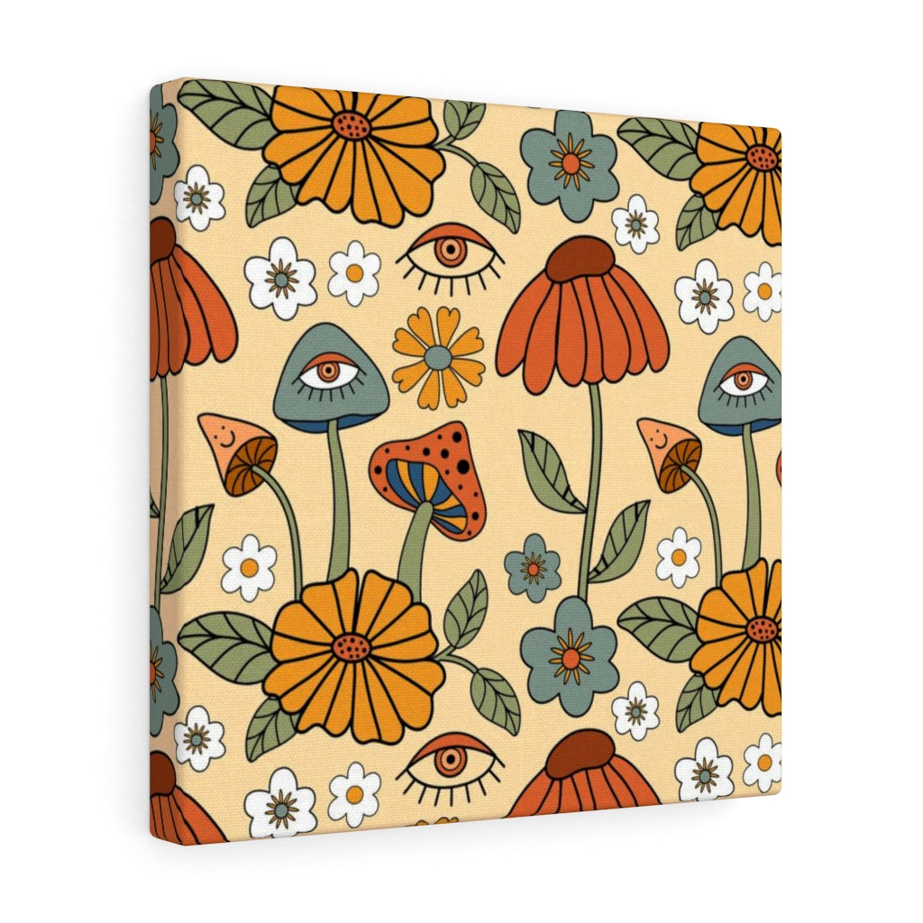 FLORAL WALL CANVAS ART | Yellow Green Red Orange