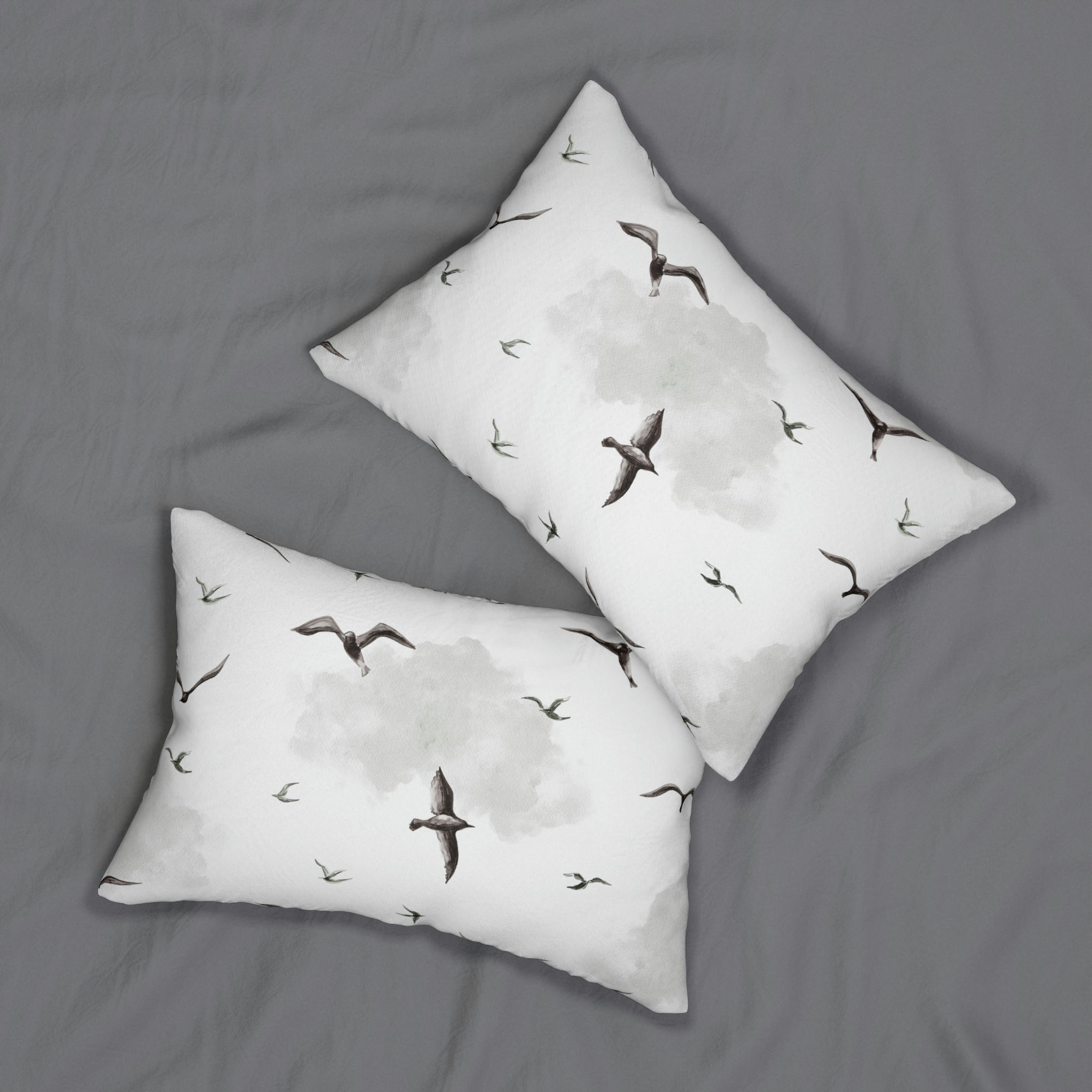 Sky Lumbar Pillow | Gray Sea Gulls