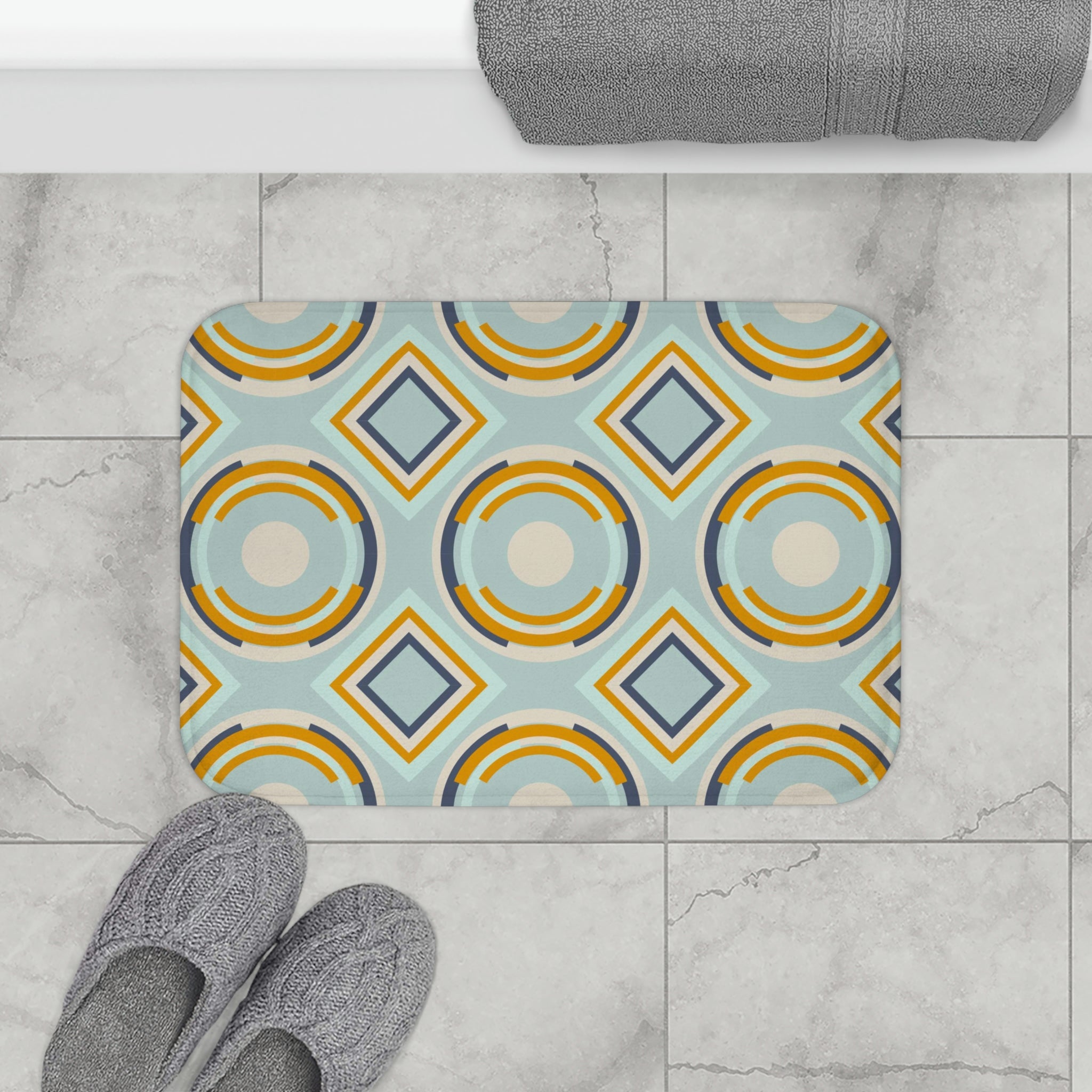Boho Abstract Bath, Kitchen Mat | Mid-Century Minimalist