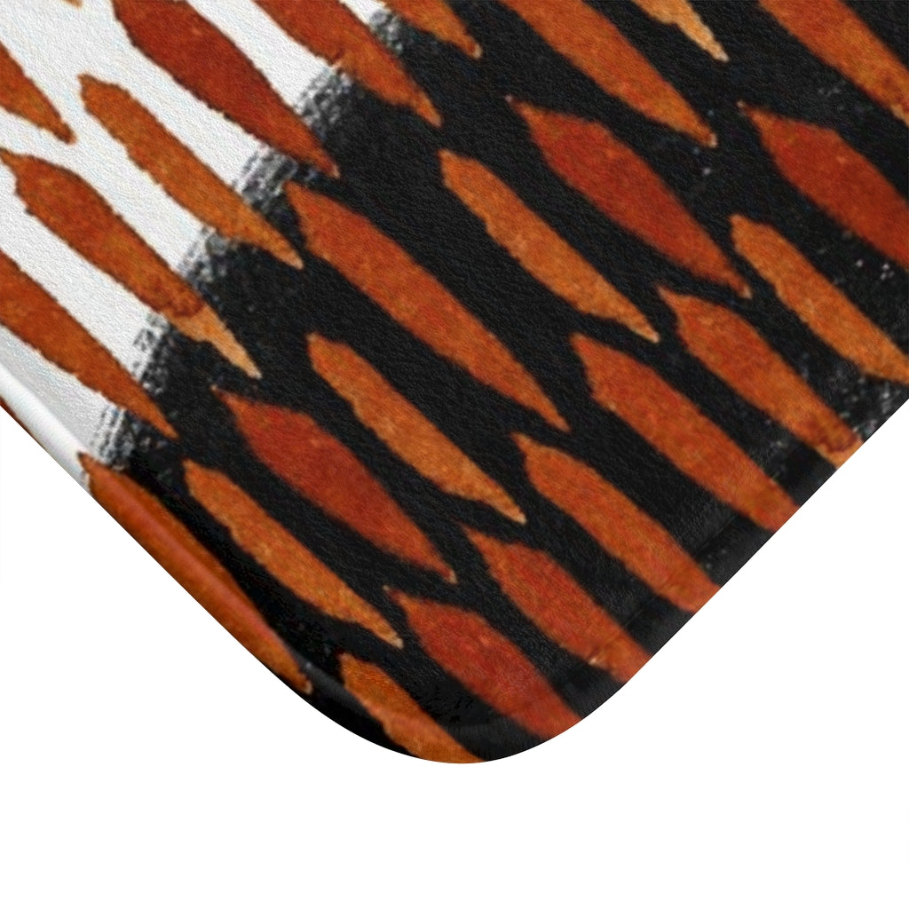 Abstract Boho Bath Mat | Burnt Orange Black