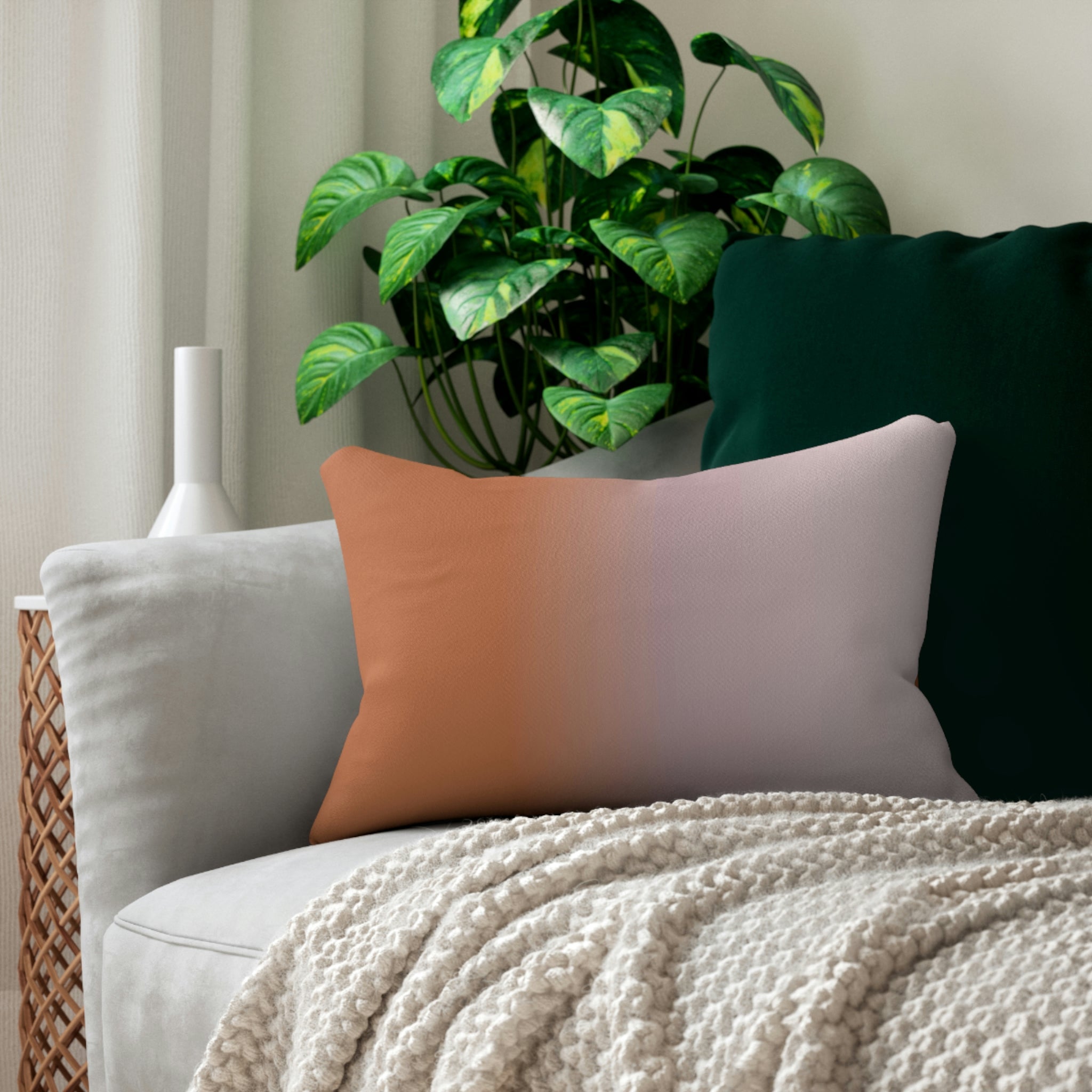 Abstract Lumbar Pillow | Neutral Earthy Rust Pink Ombre