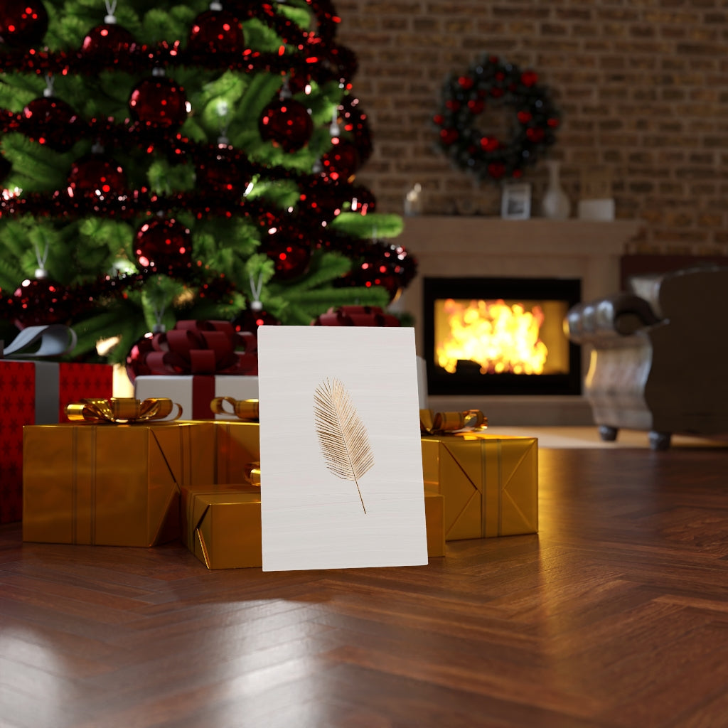 Modern Wall Canvas Art | Beige Gold Feather