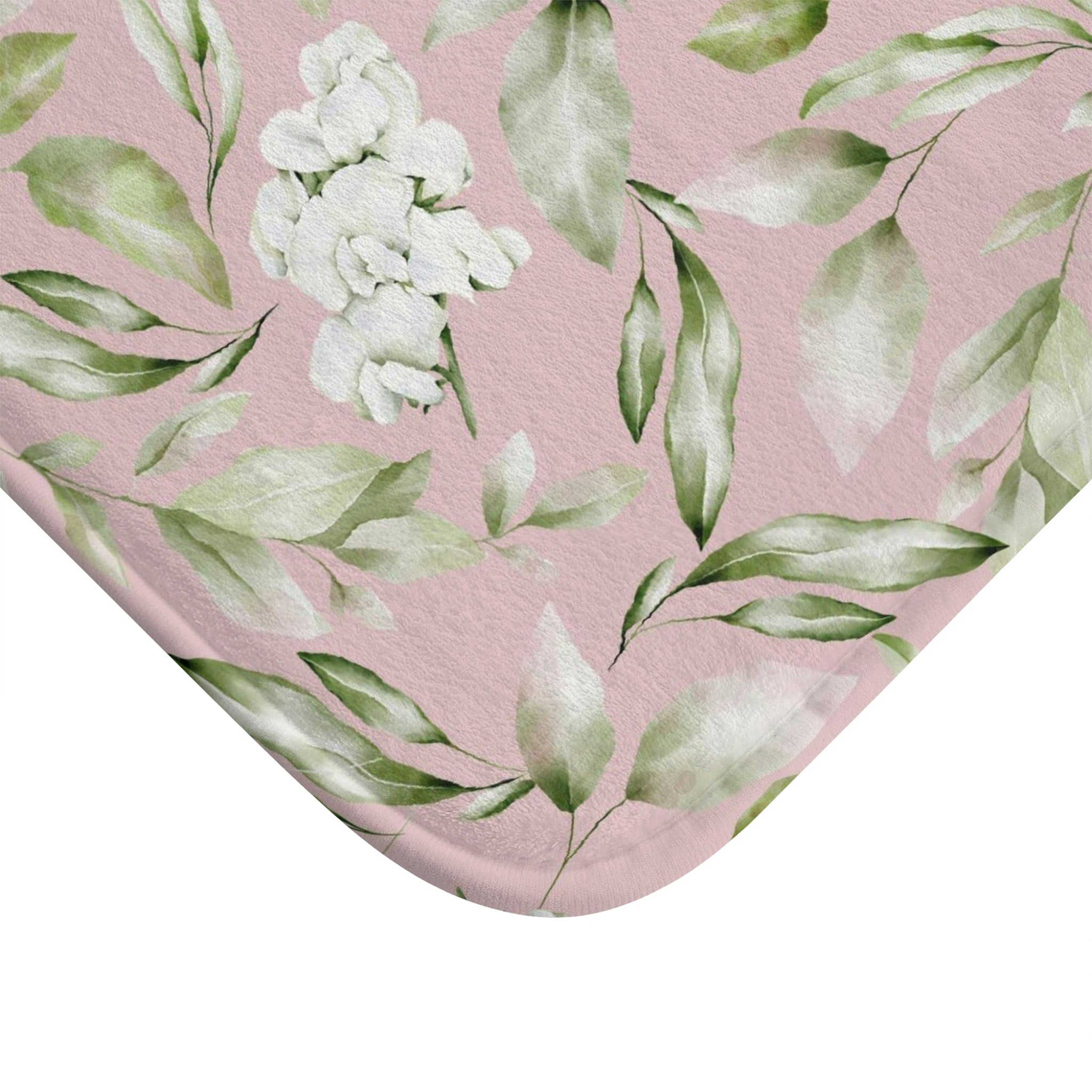 Boho Floral Bath, Kitchen Mat | Blush Pink, Sage Green, White Botanical