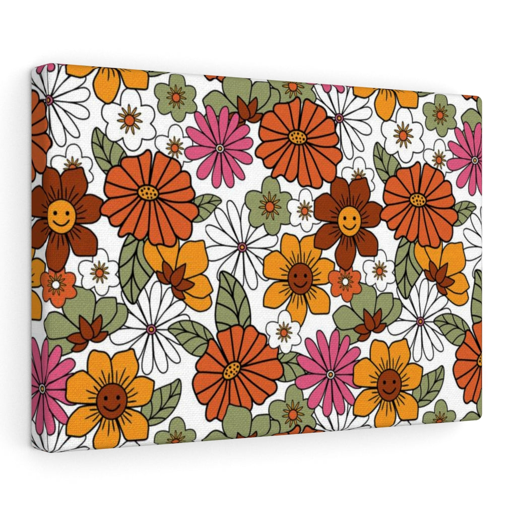 FLORAL WALL CANVAS ART | Orange Pink Yellow White