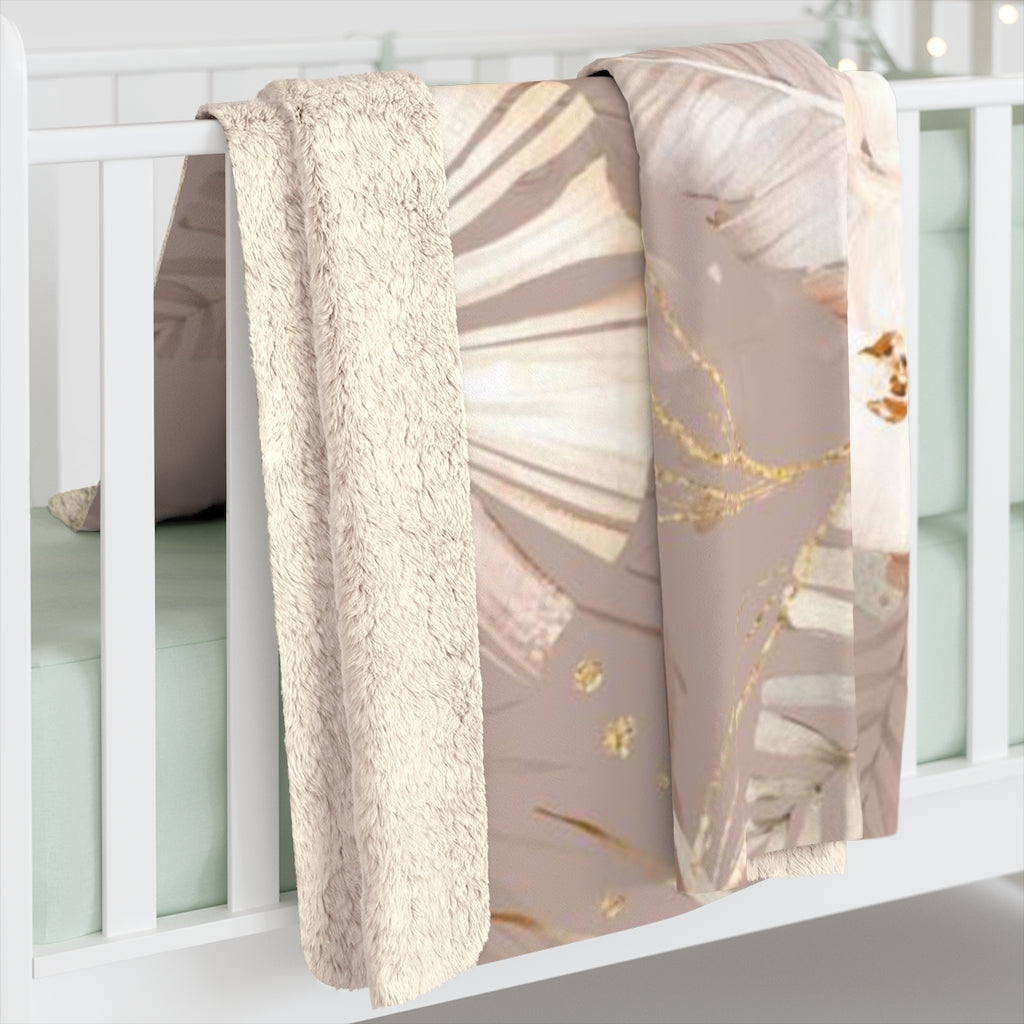 Floral Comfy Blanket | Beige Tropical Leaves