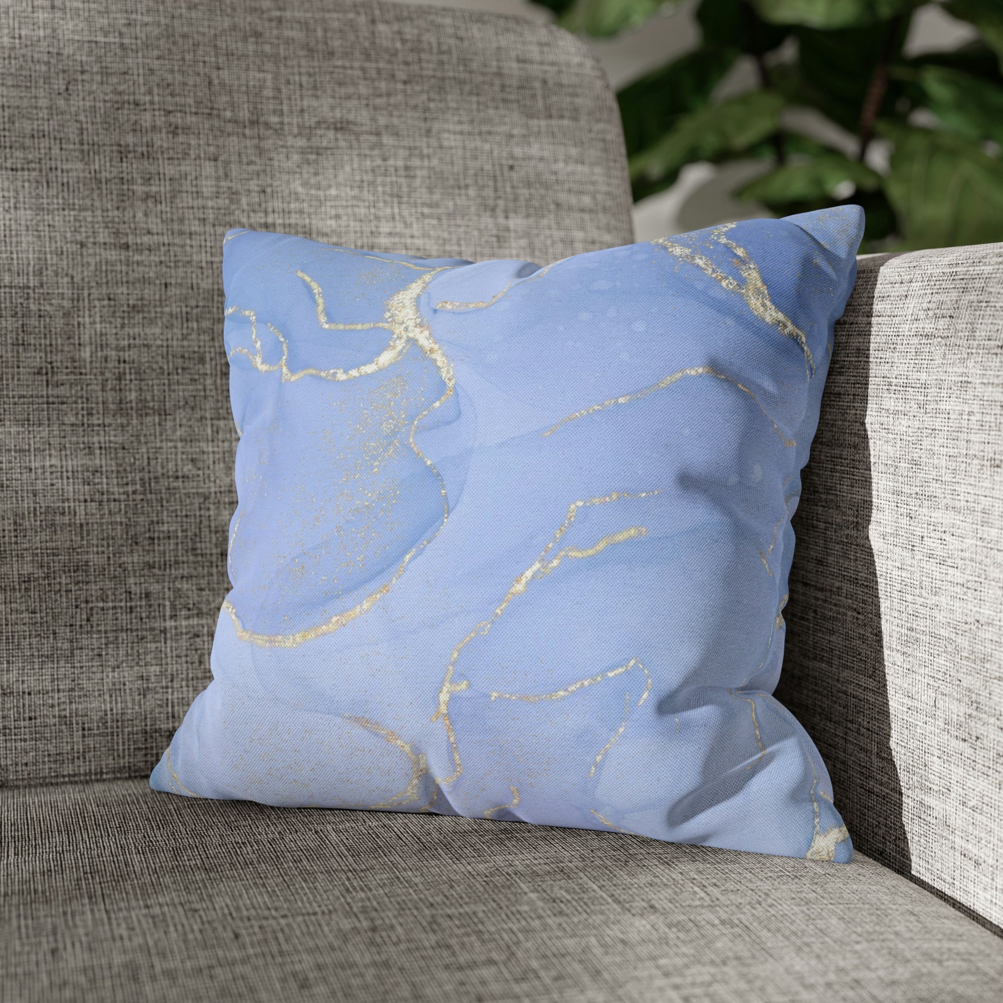 Abstract Boho Pillow Cover | Sky Blue Gold