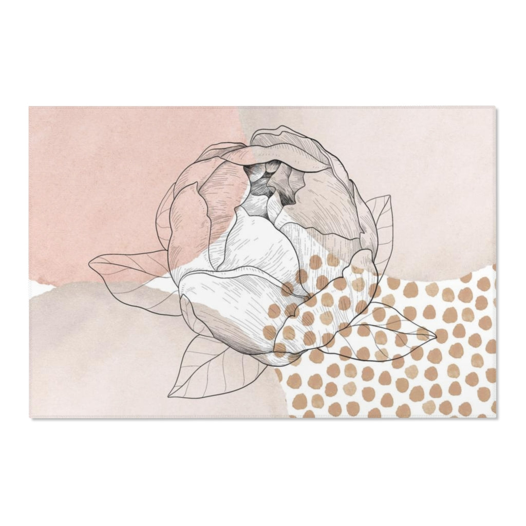 Abstract Area Rug | Blush Pink Beige Floral