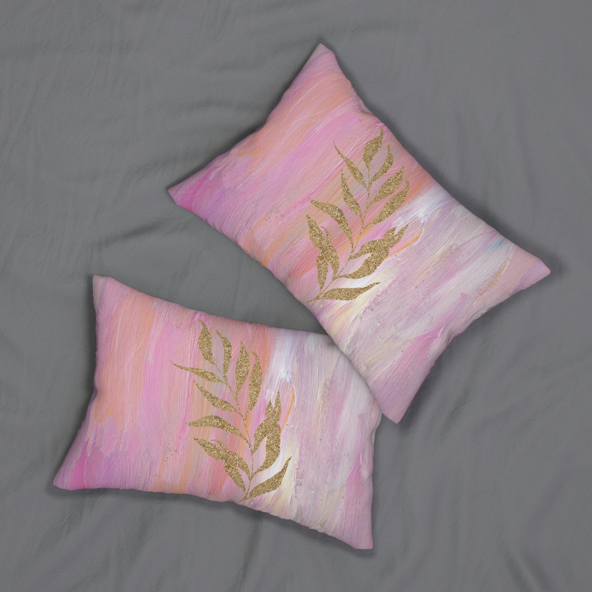 Abstract Lumbar Pillow | Pink Beige
