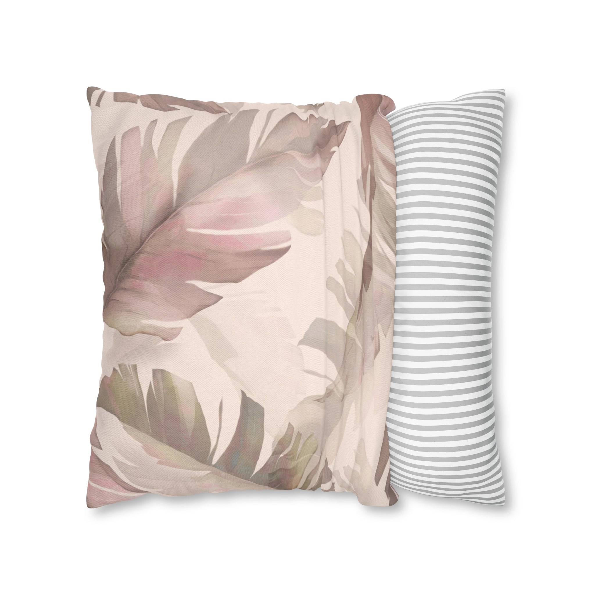 Floral Pillow Cover | Blush Pink Beige, Jungle Leaves