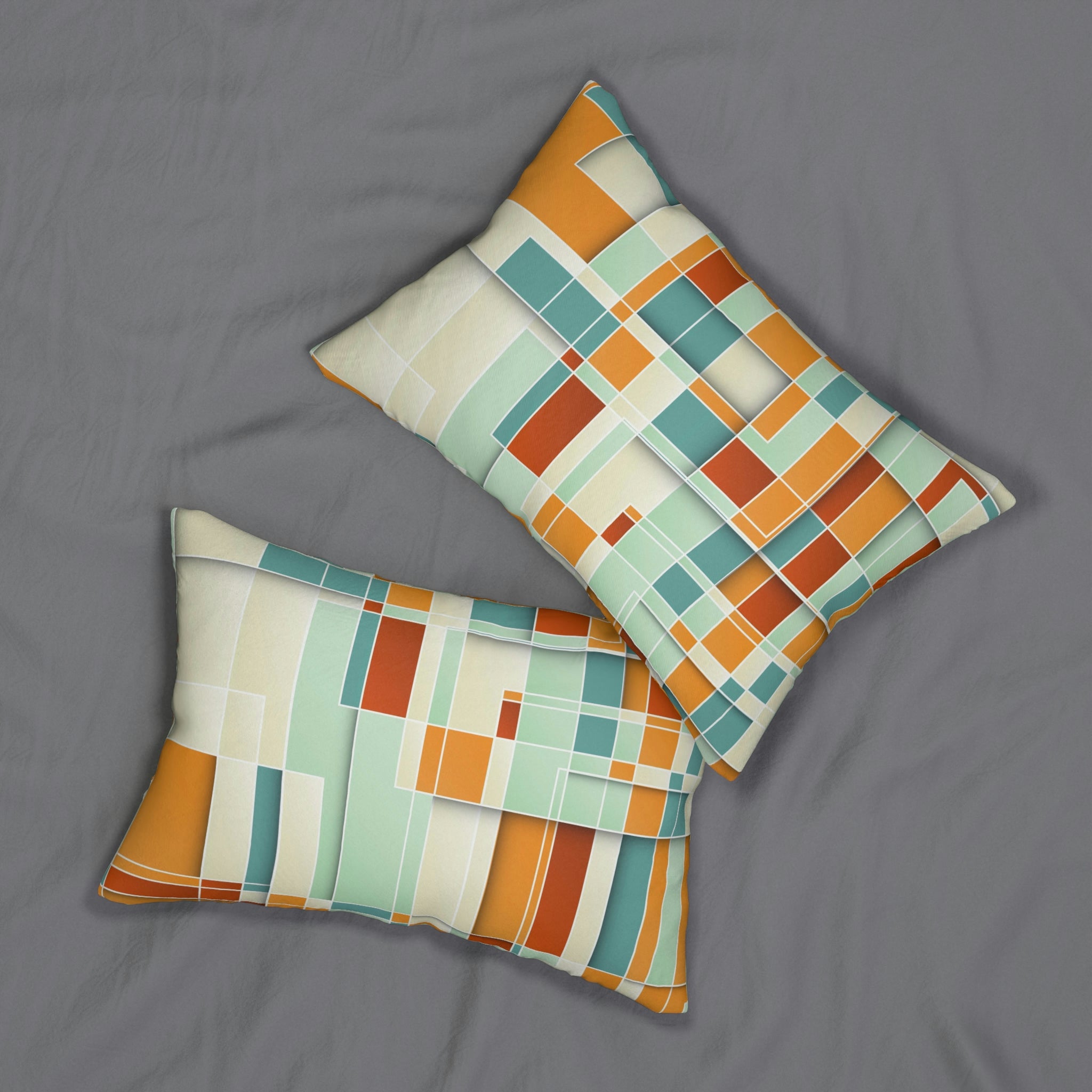 Abstract Lumbar Pillow | Geometric, Mint Teal Blue Minimalist