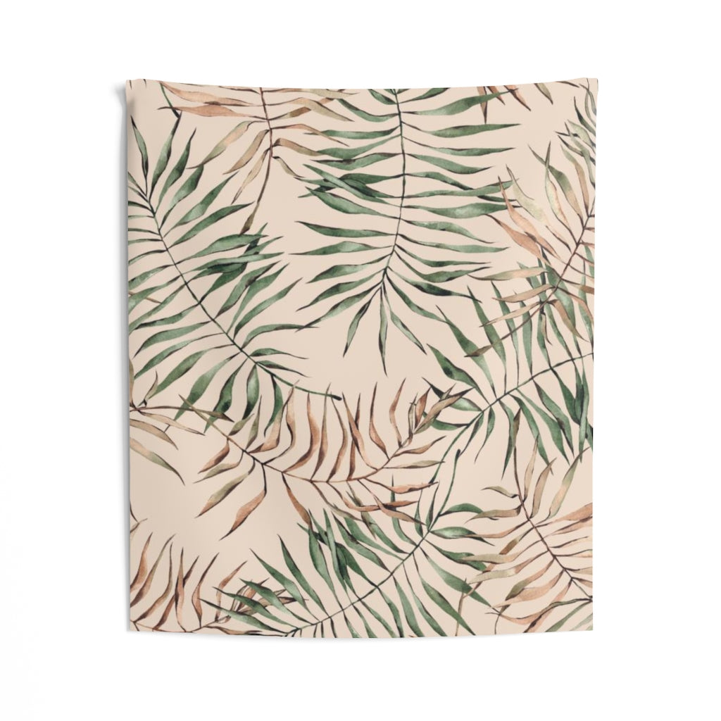 Floral Tapestry | Beige Green Palm Leaves