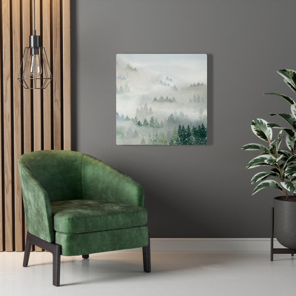 FLORAL CANVAS ART | White Green Ombre Forest