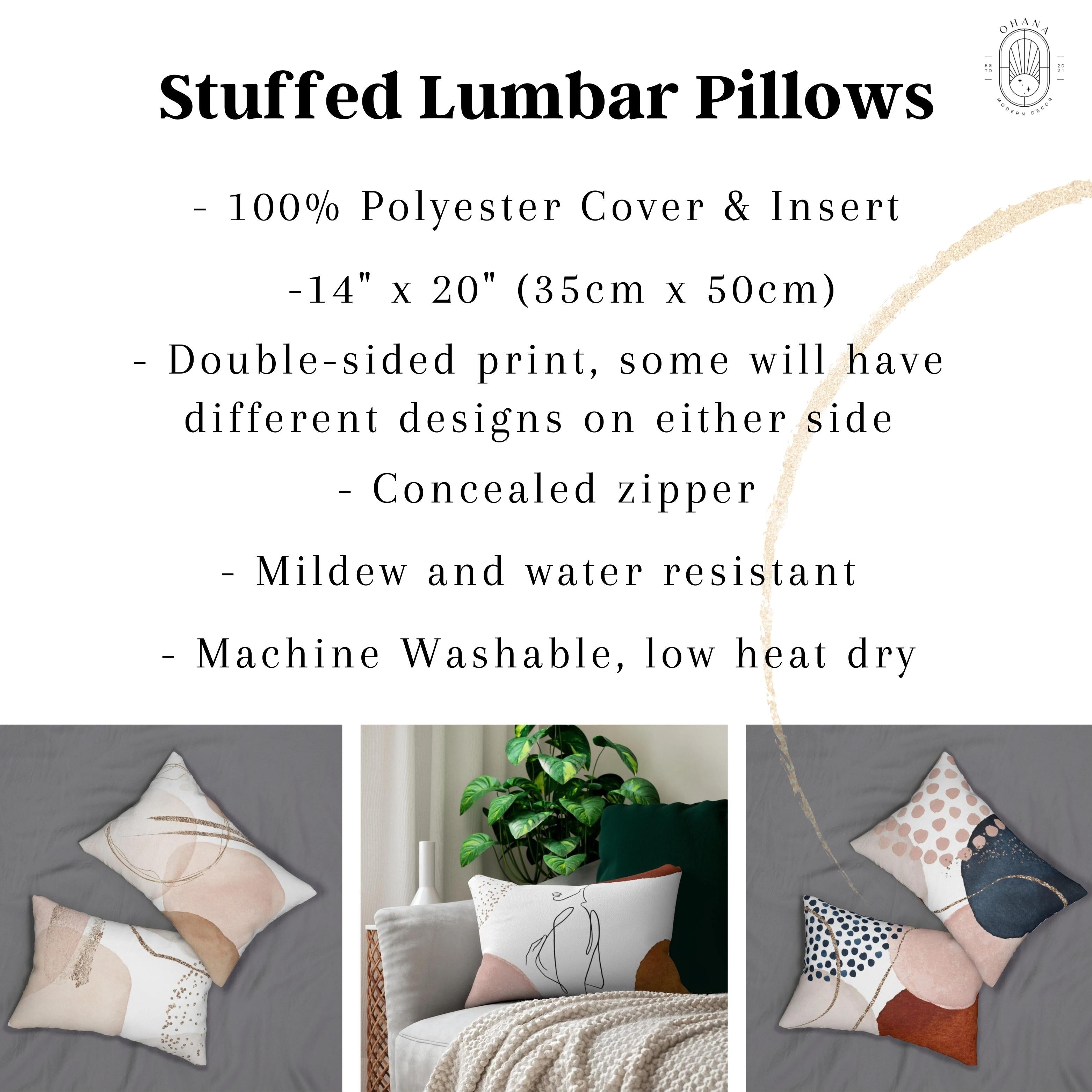 Abstract Boho Lumbar Pillow | Brown Beige White