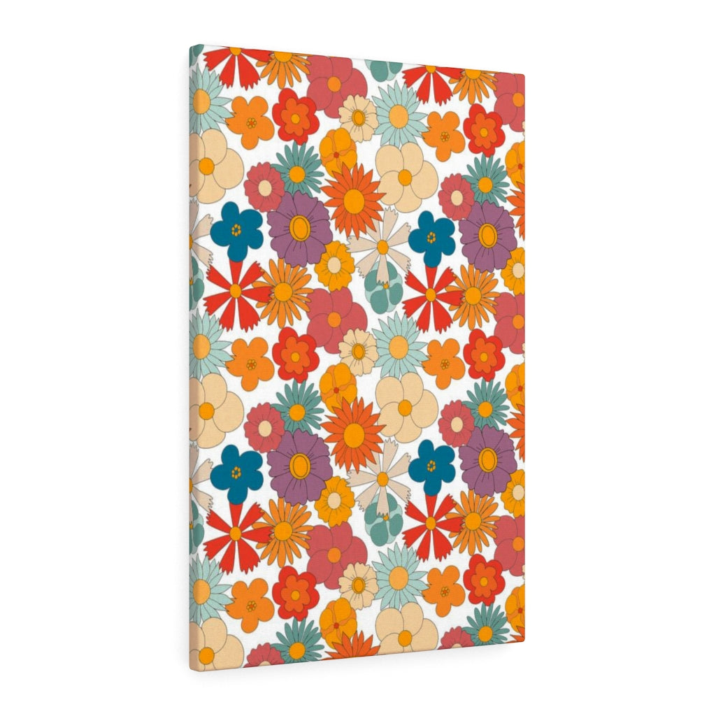FLORAL WALL CANVAS ART | Mint Blue Red Yellow Beige
