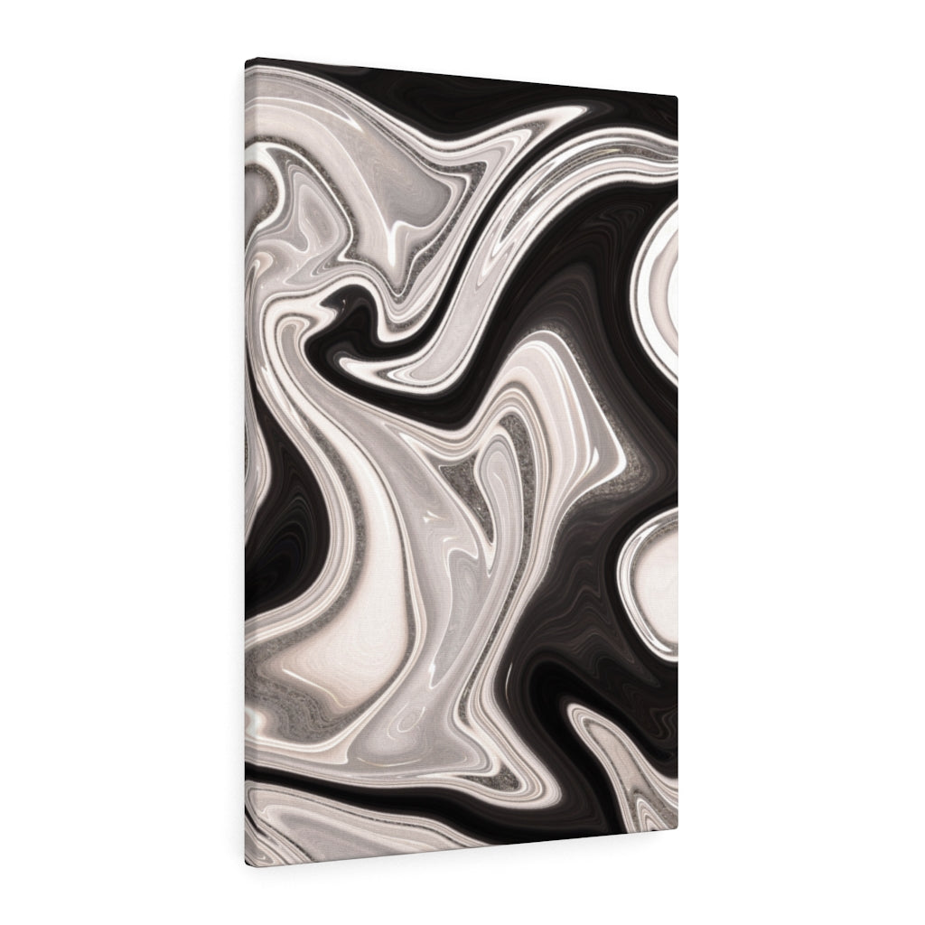 ABSTRACT WALL CANVAS ART | Black White Silver