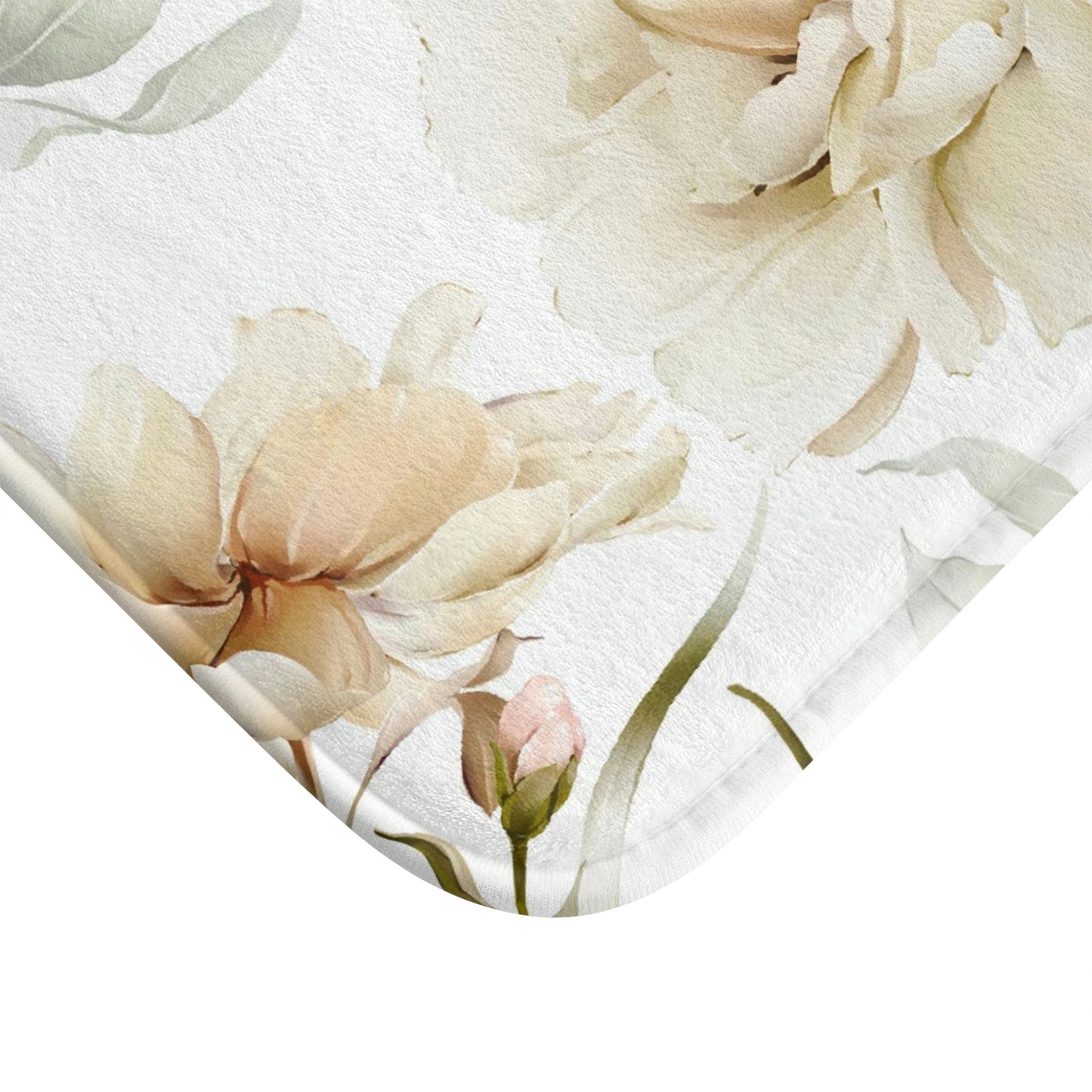 Boho Bath, Kitchen Mat | Vintage Ivory Beige Floral