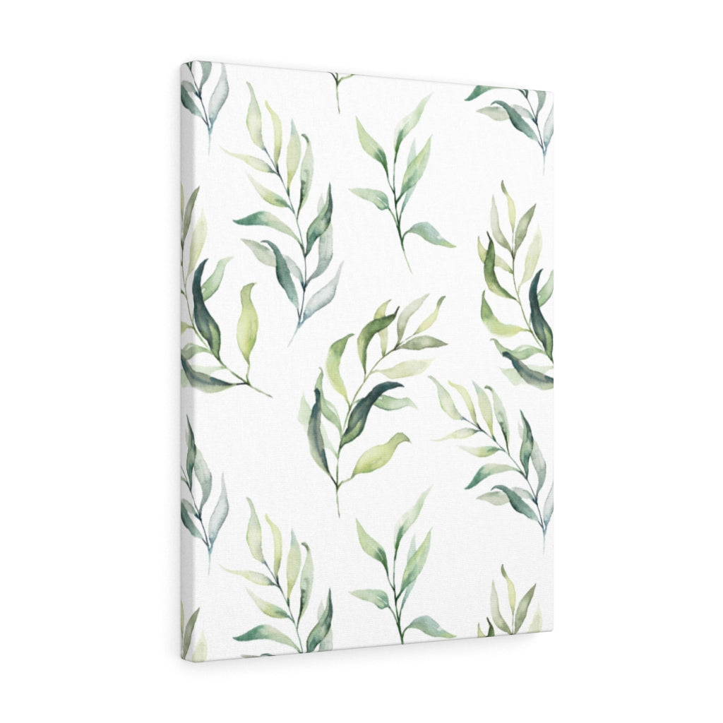 FLORAL CANVAS ART | Green White Leaves